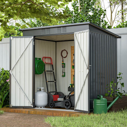 6 X 4 Ft Outdoor Storage Shed, All Weather Tool Shed For Garden, Backyard, Lawn, Black - Decindoor