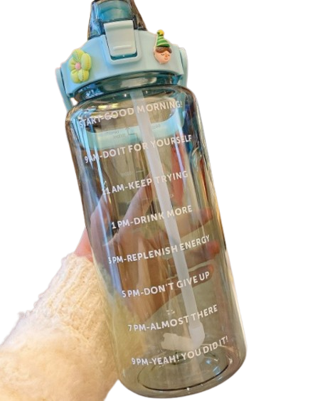 Portable Water Bottle Set – Transparent Travel Cup with Scale