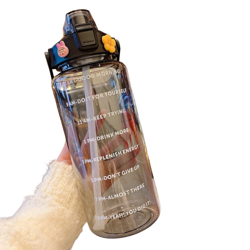 Portable Water Bottle Set – Transparent Travel Cup with Scale