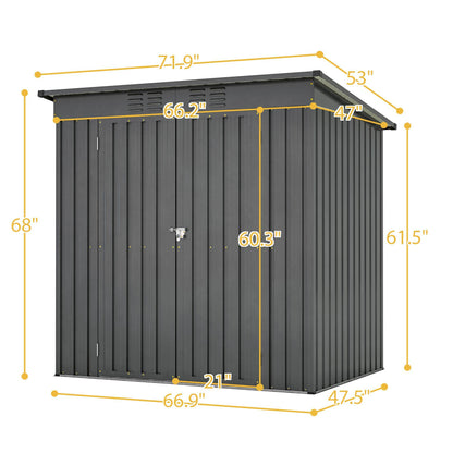 6 X 4 Ft Outdoor Storage Shed, All Weather Tool Shed For Garden, Backyard, Lawn, Black - Decindoor