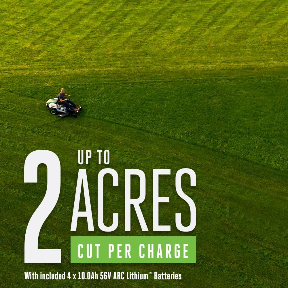 EGO Power+ Electric Riding Lawn Mower, 42" Deck with Zero Turn Radius, Includes (4) 56V 10.0Ah Batteries and Charger ZT4204L - Decindoor