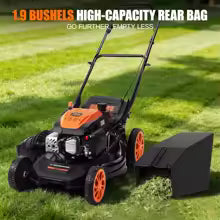 21" Sel-Propelled Gas Lawn Mower, 170cc 4-Ste Engine, 7-Position Cutting Height, 3-in-1 tile Mulching Bagging Discharging, 1.9 B