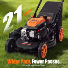 21" Sel-Propelled Gas Lawn Mower, 170cc 4-Ste Engine, 7-Position Cutting Height, 3-in-1 tile Mulching Bagging Discharging, 1.9 B