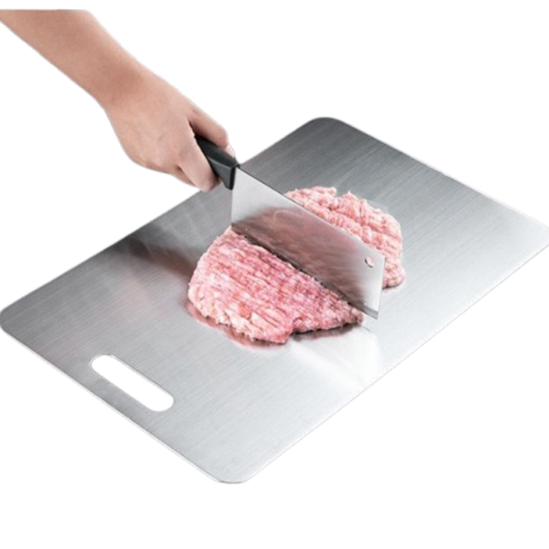 Thick Double-Sided 304 Stainless Steel Cutting Board – Hygienic Kitchen Solution