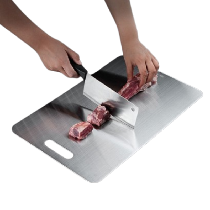 Thick Double-Sided 304 Stainless Steel Cutting Board – Hygienic Kitchen Solution