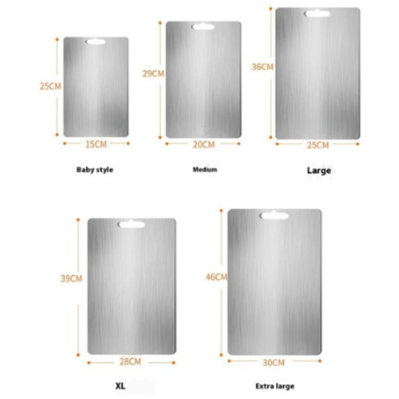 Thick Double-Sided 304 Stainless Steel Cutting Board – Hygienic Kitchen Solution