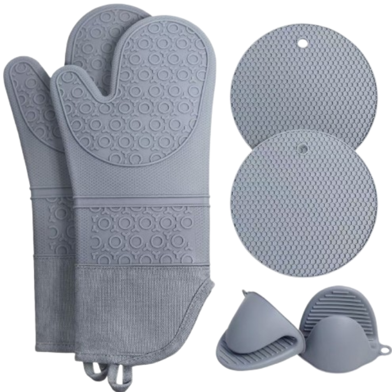 Heat Resistant Silicone Oven Mitts – Extra Thick Non-Slip Kitchen Gloves for Cooking & Baking