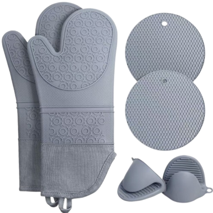 Heat Resistant Silicone Oven Mitts – Extra Thick Non-Slip Kitchen Gloves for Cooking & Baking