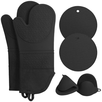 Heat Resistant Silicone Oven Mitts – Extra Thick Non-Slip Kitchen Gloves for Cooking & Baking
