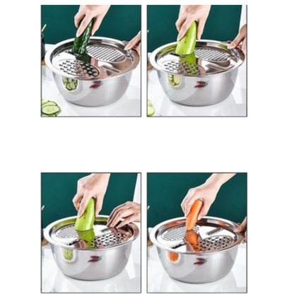 3-in-1 Multi-Function Vegetable Chopper Set – Grater, Slicer & Washing Basin Combo