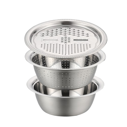 3-in-1 Multi-Function Vegetable Chopper Set – Grater, Slicer & Washing Basin Combo