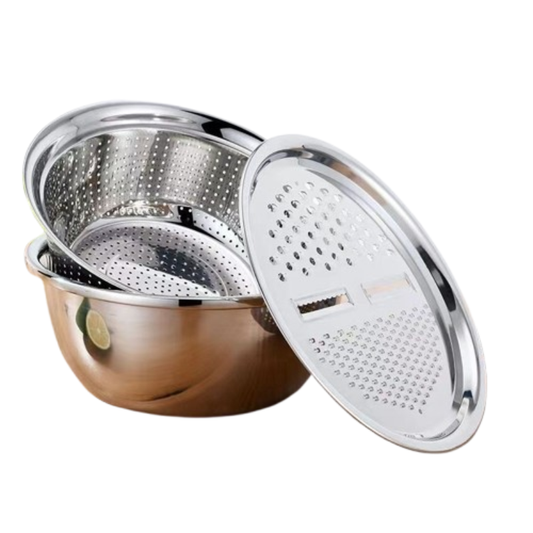 3-in-1 Multi-Function Vegetable Chopper Set – Grater, Slicer & Washing Basin Combo