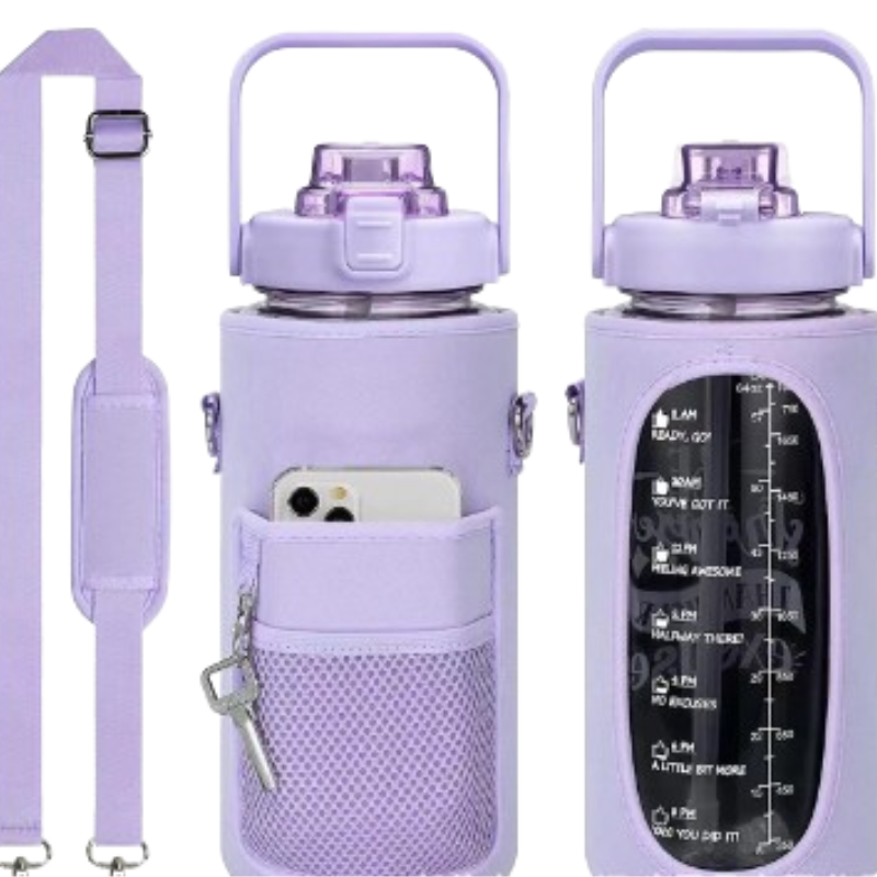 Portable Water Bottle Set – Transparent Travel Cup with Scale