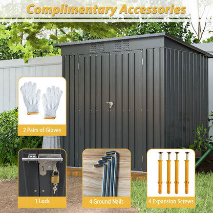 6 X 4 Ft Outdoor Storage Shed, All Weather Tool Shed For Garden, Backyard, Lawn, Black - Decindoor