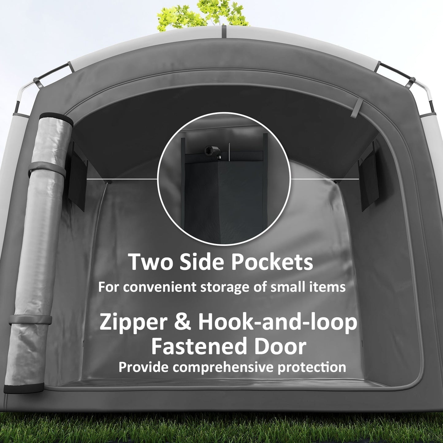 Bike Storage Shed Tent, Portable And Waterproof With 210D Oxford Fabric And Carry Bag For 3 - 4 Bicycles, Dark Gray - Decindoor