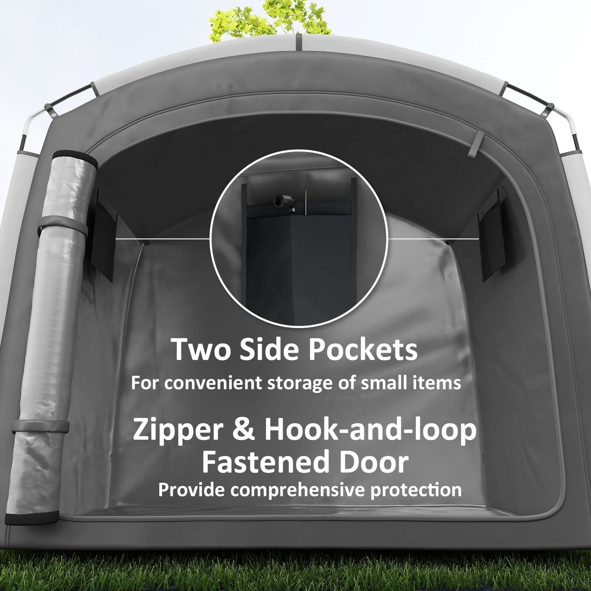 Bike Storage Shed Tent, Portable And Waterproof With 210D Oxford Fabric And Carry Bag For 3 - 4 Bicycles, Dark Gray - Decindoor
