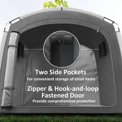 Bike Storage Shed Tent, Portable And Waterproof With 210D Oxford Fabric And Carry Bag For 3 - 4 Bicycles, Dark Gray - Decindoor