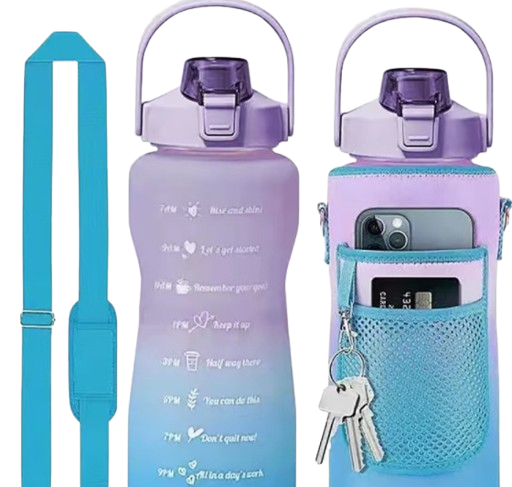 Portable Water Bottle Set – Transparent Travel Cup with Scale
