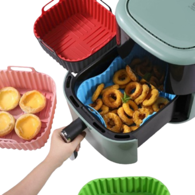 Silicone Air Fryer Tray – Reusable Square Non-Stick Basket Liner