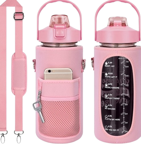 Portable Water Bottle Set – Transparent Travel Cup with Scale