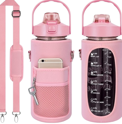 Portable Water Bottle Set – Transparent Travel Cup with Scale
