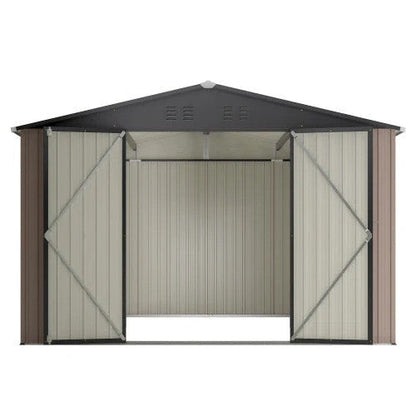 LMcenter's 10' X 10' Metal Storage Shed For Ourdoor, Steel Yard Shed With Design Of Lockable Doors, Utility And Tool