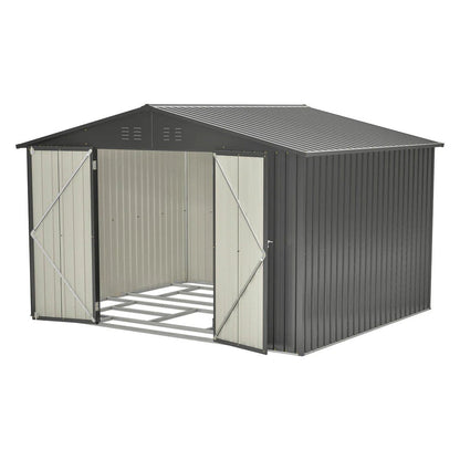 LMcenter's 10X8 FT Outdoor Storage Shed, All Weather Metal Sheds With Lockable Doors, Tool Shed For Garden, Patio, Backyard, Lawn, Black